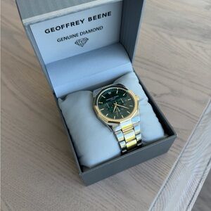 Geoffrey Beene Two-Tone Watch with Green Face